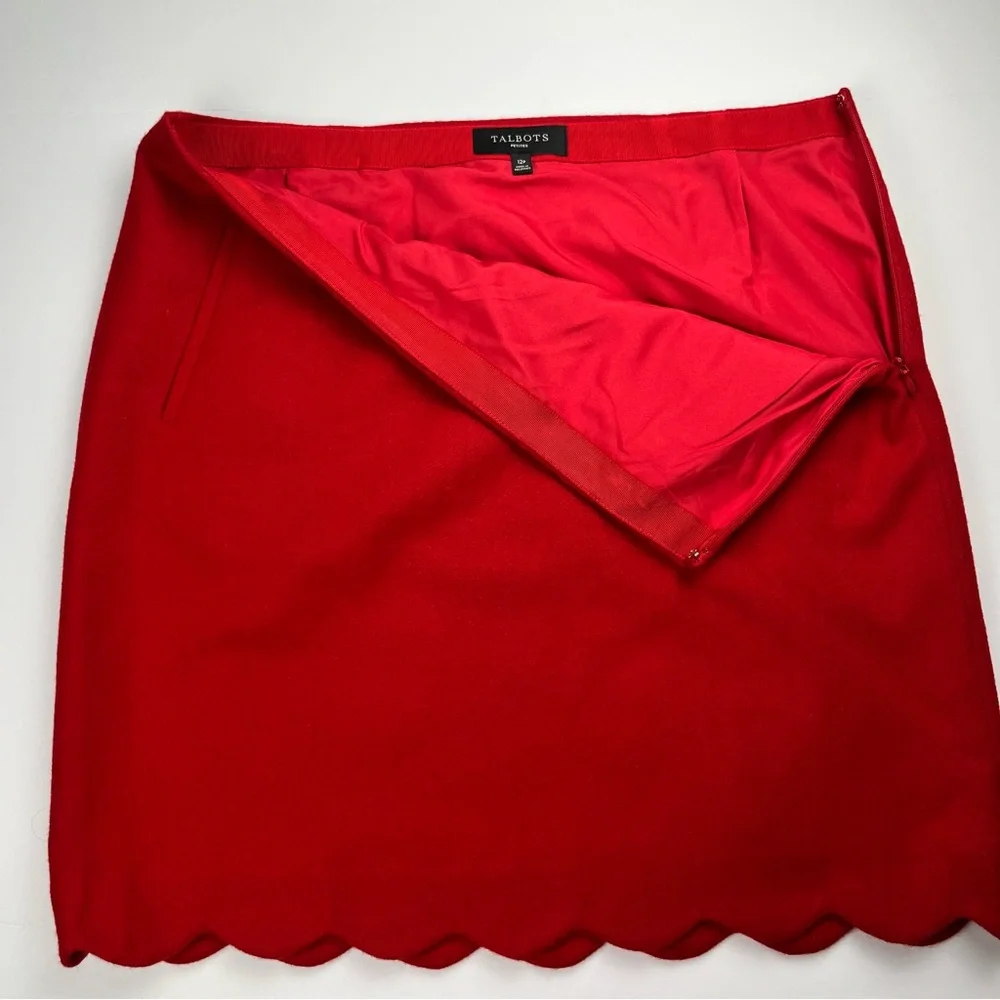 Talbots Red Wool Blend Scallop Hem‎ Skirt – Size 12P